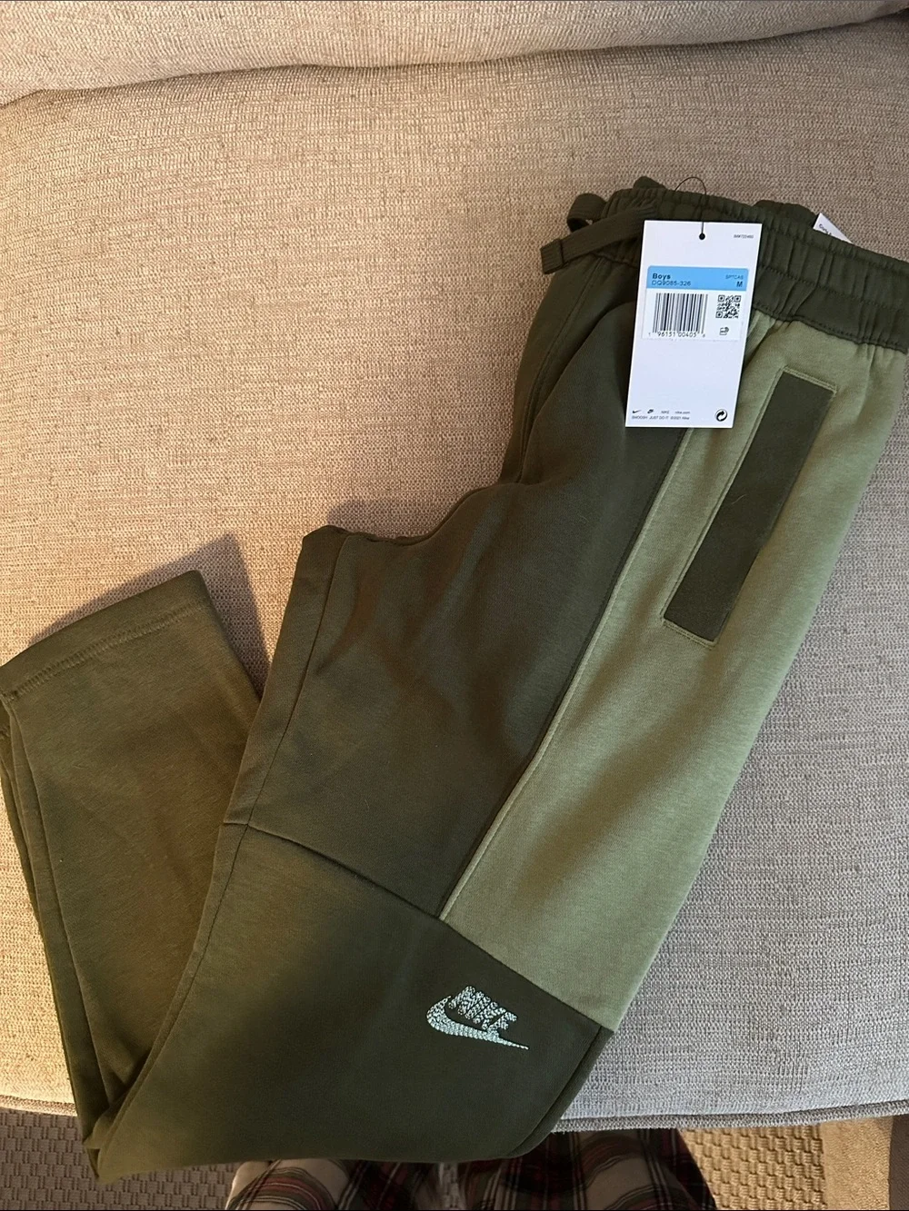 Nike Two-Tone Olive Green Hoodie with Orange Stitching and matching joggers